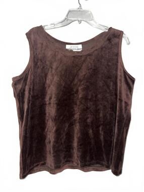 Jessie Sport 1990s Minimalist Velvet Boatneck Tank Top 1X